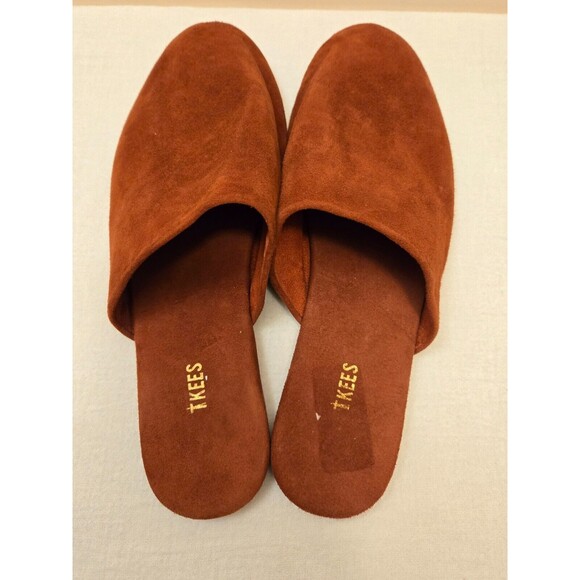 TKEES Ines Slip On Mules Womens Shoes Backless Flats Suede Maroon Size 11B - Picture 5 of 7